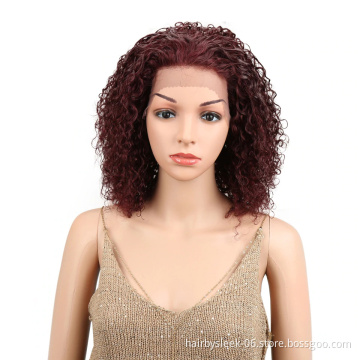 13 inches lace frontal wigs kinky curl style red blend curly glueless colored wigs human virgin hair lace front Human hair wigs